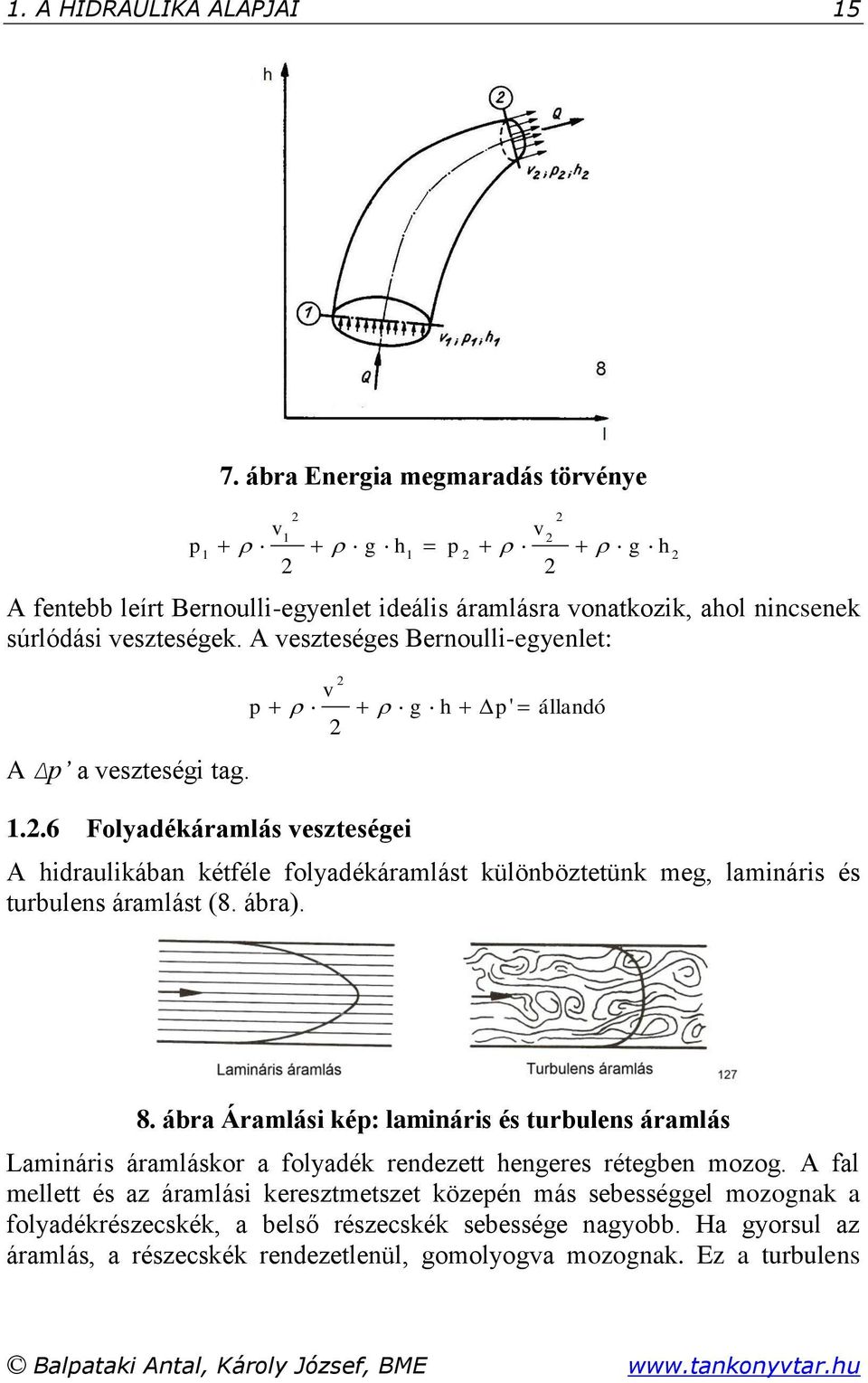 .6 Folyadékáramlás veszteségei A hidraulikában kétféle folyadékáramlást különböztetünk meg, lamináris és turbulens áramlást (8. ábra). 8.