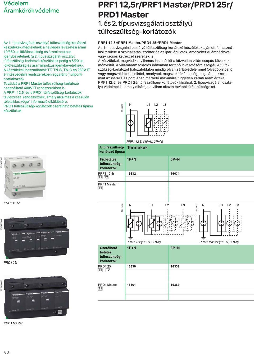 A készülékek használhatók TT, TN-S, TN-C és 230V IT érintésvédelmi rendszerekben egyaránt (nullponti csatlakozás). Továbbá a PRF1 Master túlfeszültség-korlátozó használható 400V IT rendszerekben is.