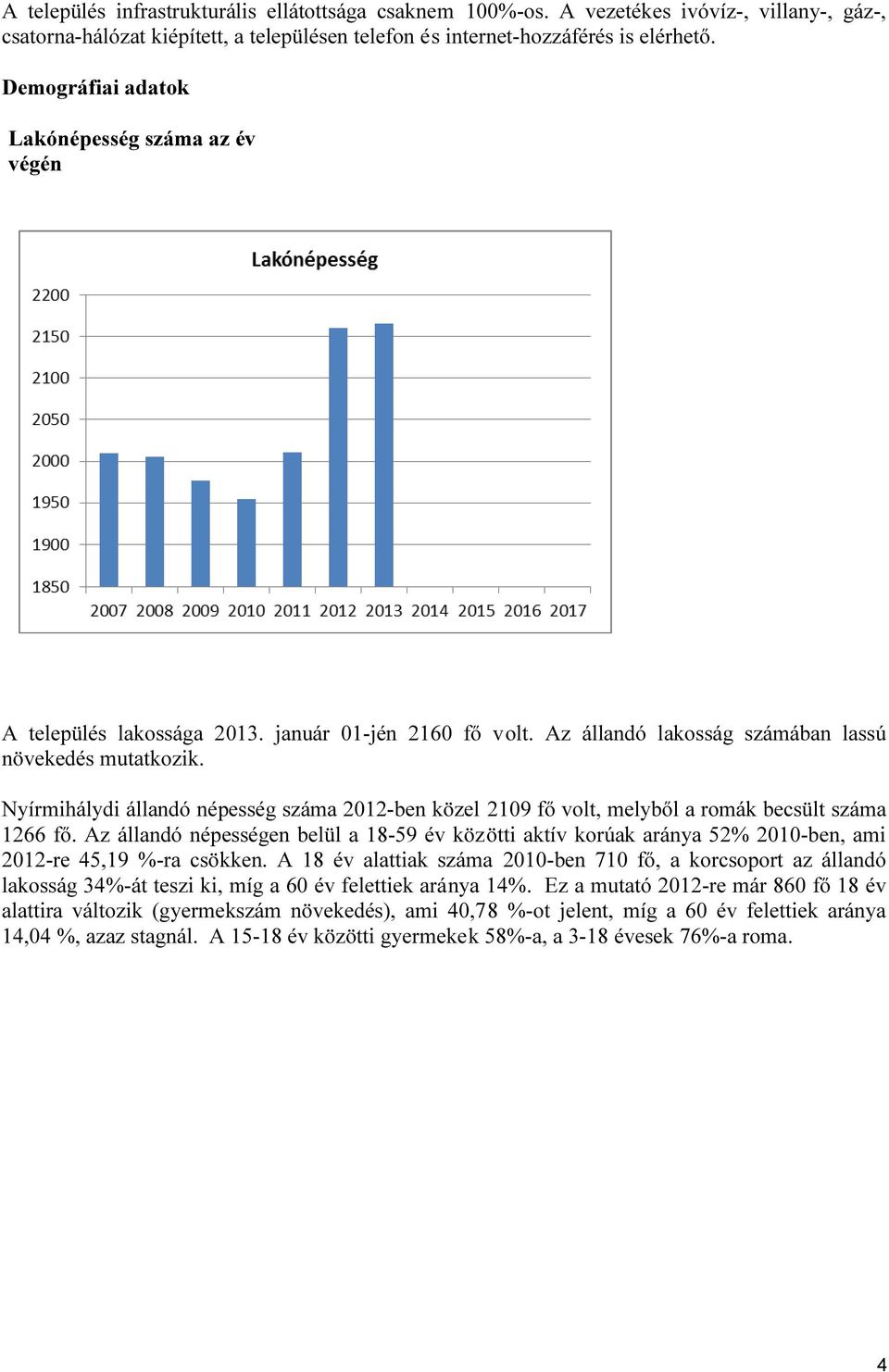 Nyírmihálydi állandó népesség száma 2012-ben közel 2109 fő volt, melyből a romák becsült száma 1266 fő.