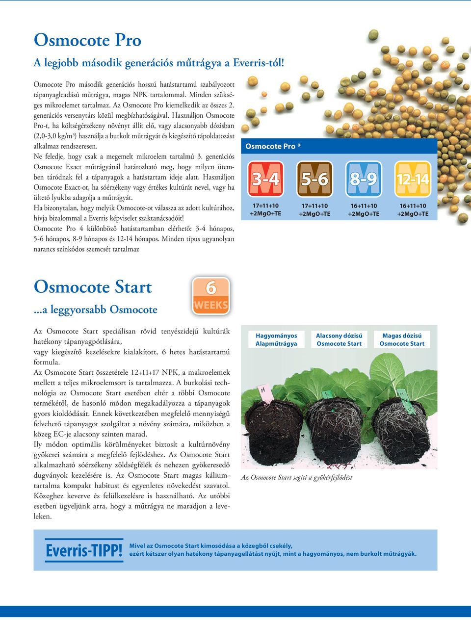 Használjon Osmocote Pro-t, ha költségérzékeny növényt állít elő, vagy alacsonyabb dózisban (2,0-3,0 kg/m 3 ) használja a burkolt műtrágyát és kiegészítő tápoldatozást alkalmaz rendszeresen.