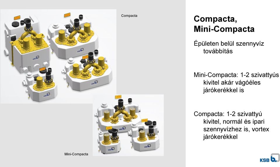 vágóéles járókerékkel is Compacta: 1-2 szivattyú kivitel,