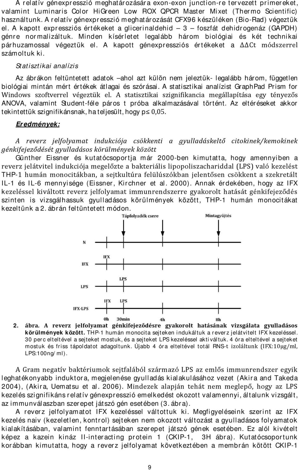 Minden kísérletet legalább három biológiai és két technikai párhuzamossal végeztük el. A kapott génexpressziós értékeket a Ct módszerrel számoltuk ki.