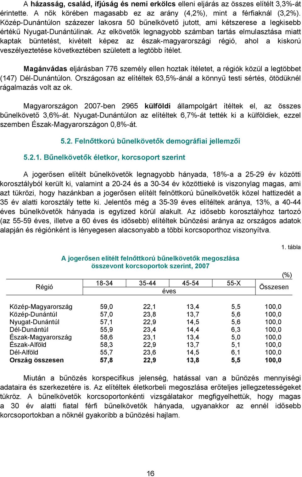 Az elkövetők legnagyobb számban tartás elmulasztása miatt kaptak büntetést, kivételt képez az észak-magyarországi régió, ahol a kiskorú veszélyeztetése következtében született a legtöbb ítélet.