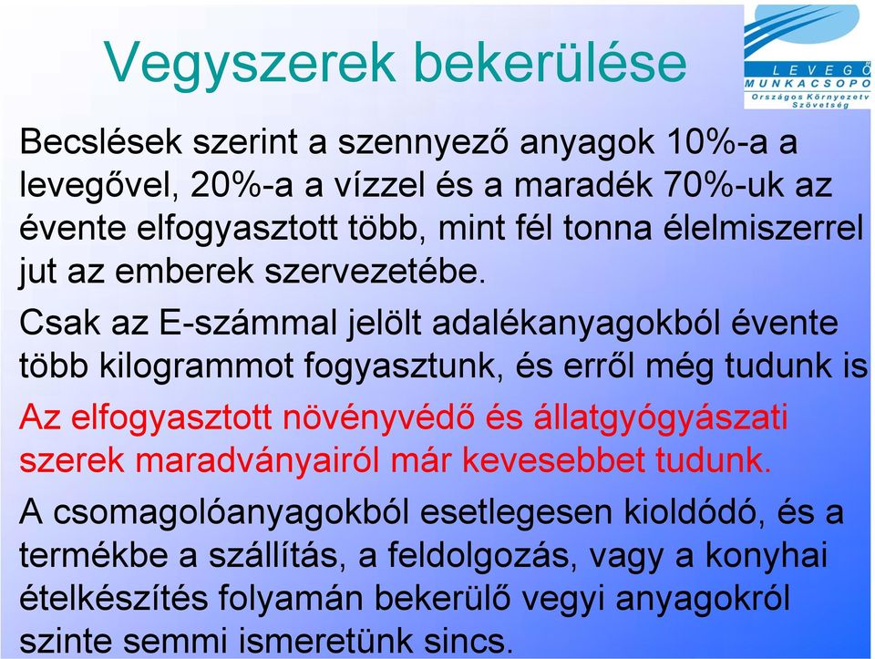 Csak az E-számmal jelölt adalékanyagokból évente több kilogrammot fogyasztunk, és erről még tudunk is.