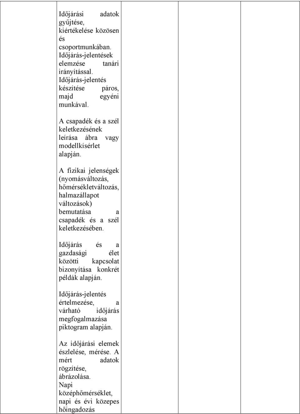 A fizikai jelenségek (nyomásváltozás, hőmérsékletváltozás, halmazállapot változások) bemutatása a csapadék a szél keletkezében.