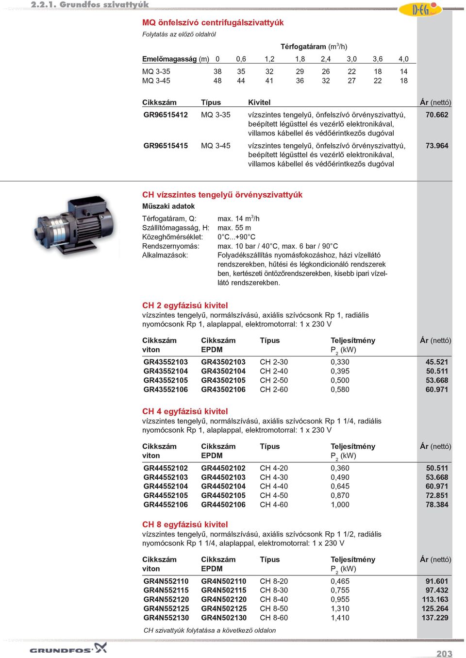 662 beépített légüsttel és vezérlõ elektronikával, villamos kábellel és védõérintkezõs dugóval GR96515415 MQ 3-45 vízszintes tengelyû, önfelszívó örvényszivattyú, 73.