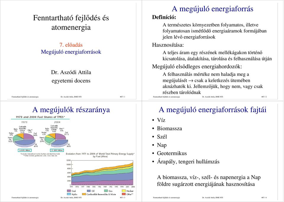 Hasznosítása: A teljes áram egy részének mellékágakon történı kicsatolása, átalakítása, tárolása és felhasználása útján Megújuló elsıdleges energiahordozók: A felhasználás mértéke nem haladja meg a