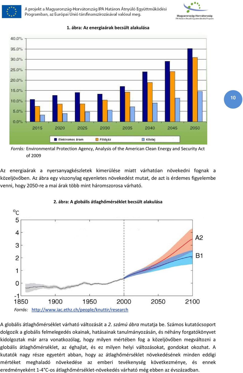 50-re a mai árak több mint háromszorosa várható. 2. ábra: A globális átlaghőmérséklet becsült alakulása Forrás: http://www.iac.ethz.