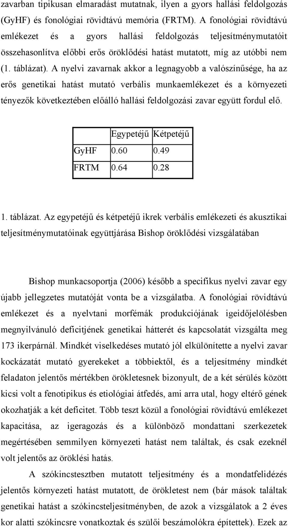 A nyelvi zavarnak akkor a legnagyobb a valószínűsége, ha az erős genetikai hatást mutató verbális munkaemlékezet és a környezeti tényezők következtében előálló hallási feldolgozási zavar együtt