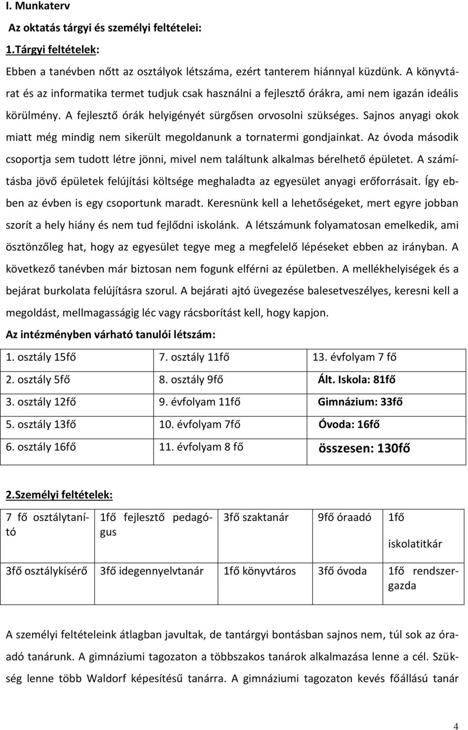 Sajnos anyagi okok miatt még mindig nem sikerült megoldanunk a tornatermi gondjainkat. Az óvoda második csoportja sem tudott létre jönni, mivel nem találtunk alkalmas bérelhető épületet.