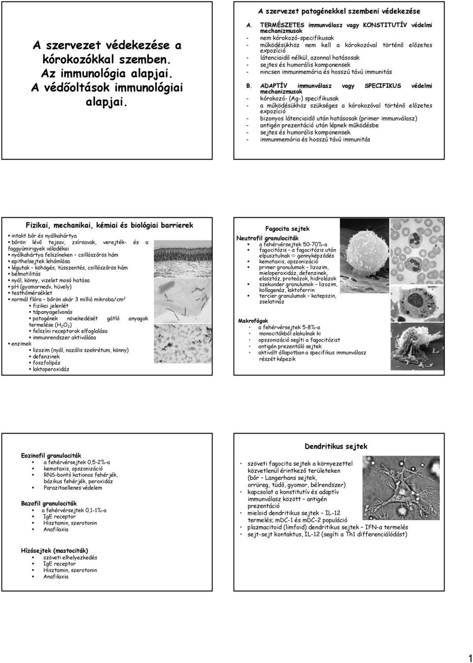 immunológia alapjai. A 