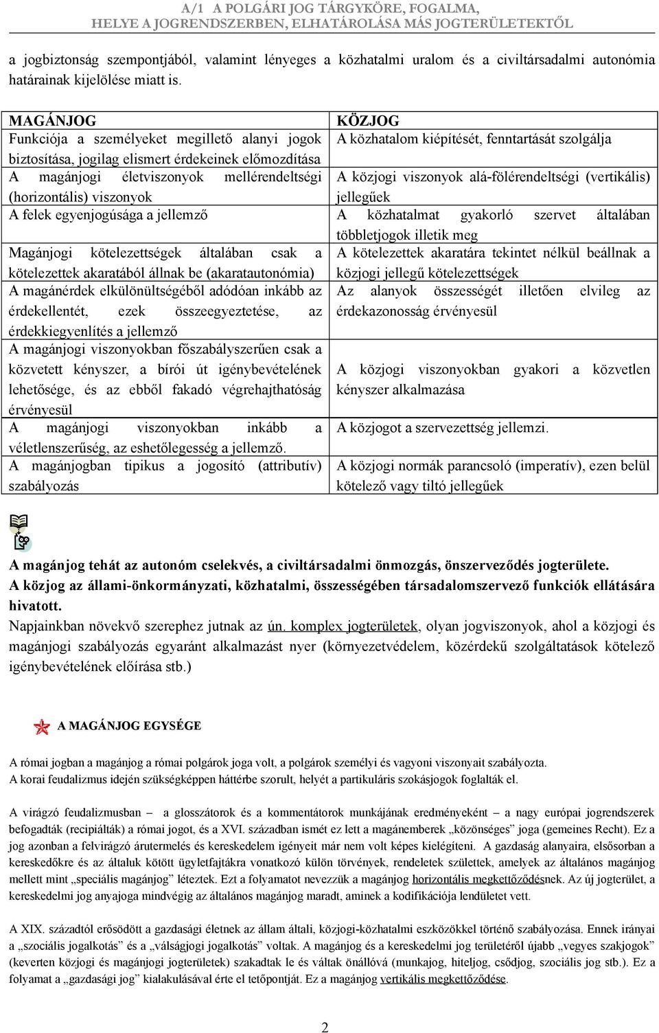 a jellemző Magánjogi kötelezettségek általában csak a kötelezettek akaratából állnak be (akaratautonómia) A magánérdek elkülönültségéből adódóan inkább az érdekellentét, ezek összeegyeztetése, az