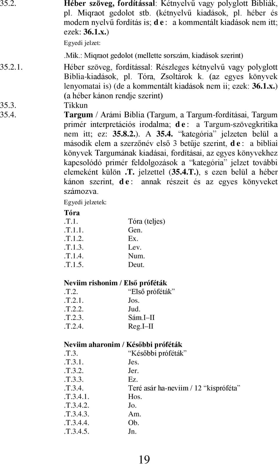 (az egyes könyvek lenyomatai is) (de a kommentált kiadások nem ii; ezek: 36.1.x.) (a héber kánon rendje szerint) 35.3. Tikkun 35.4.