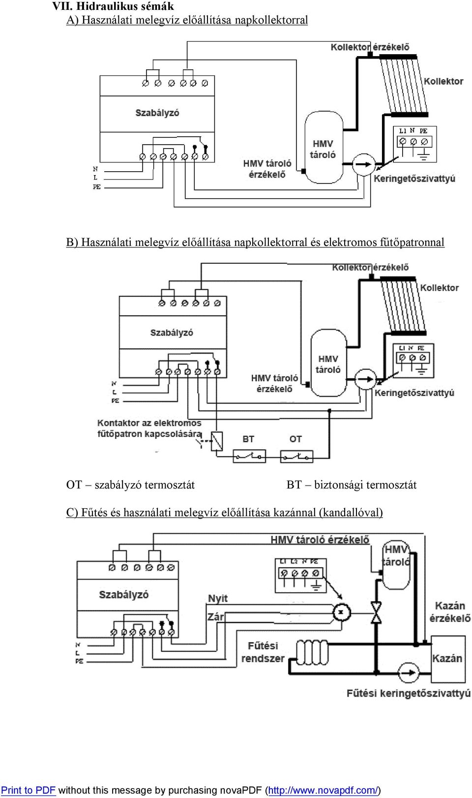 és elektromos fűtőpatronnal OТ szabályzó termosztát BТ biztonsági