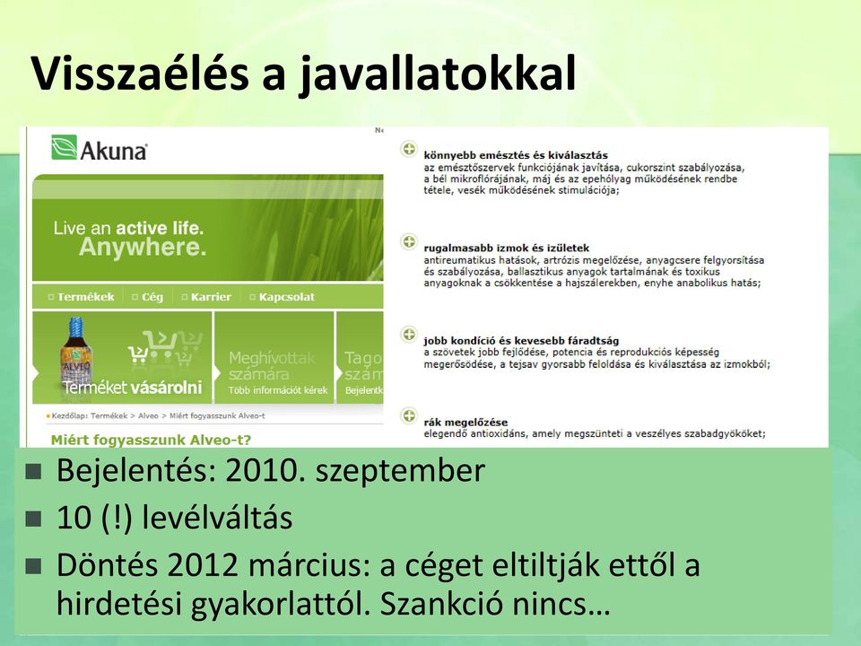 ) levélváltás Döntés 2012 március: a