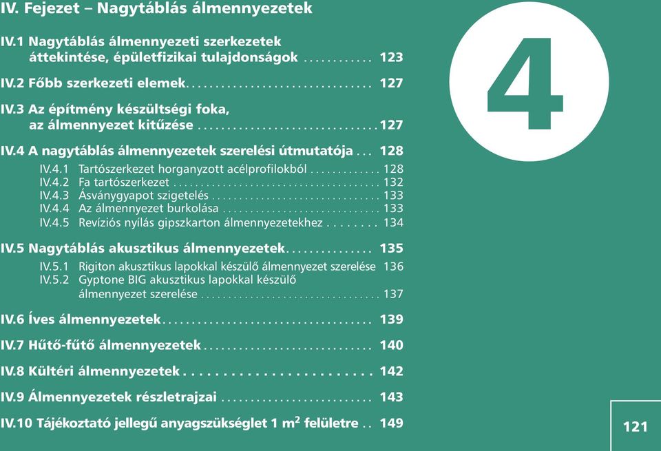 ............ 128 IV.4.2 Fa tartószerkezet...................................... 132 IV.4.3 Ásványgyapot szigetelés............................... 133 IV.4.4 Az álmennyezet burkolása............................. 133 IV.4.5 Revíziós nyílás gipszkarton álmennyezetekhez.