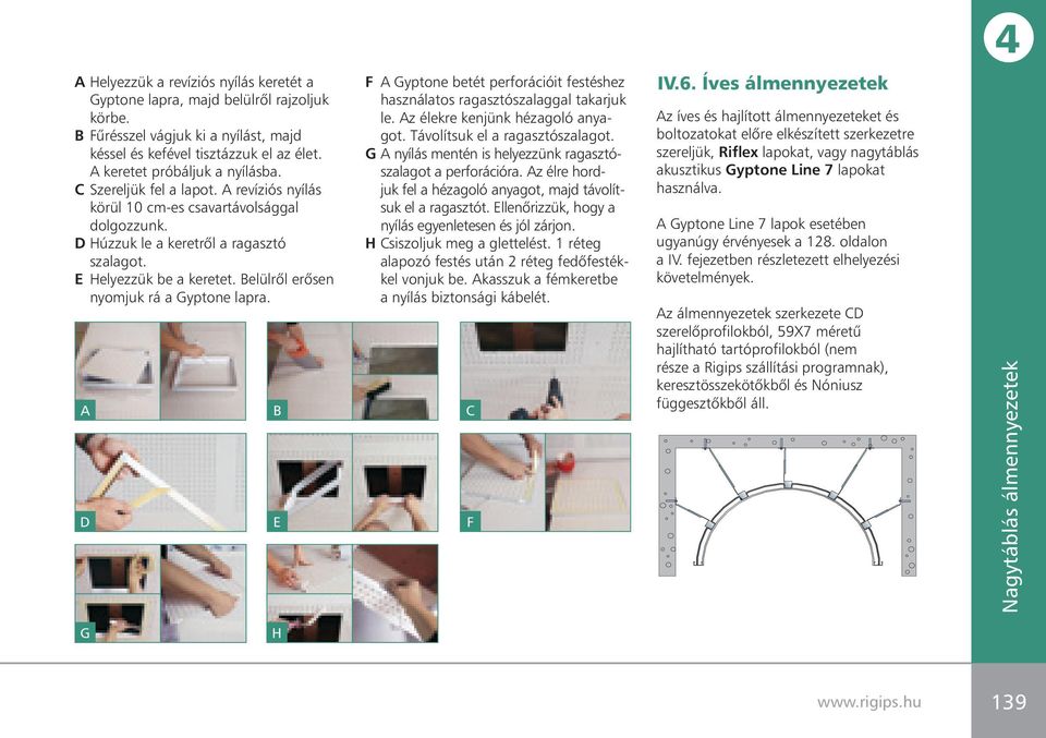 Belülrôl erôsen nyomjuk rá a Gyptone lapra. A B C D E F F A Gyptone betét perforációit festéshez használatos ragasztószalaggal takarjuk le. Az élekre kenjünk hézagoló anyagot.