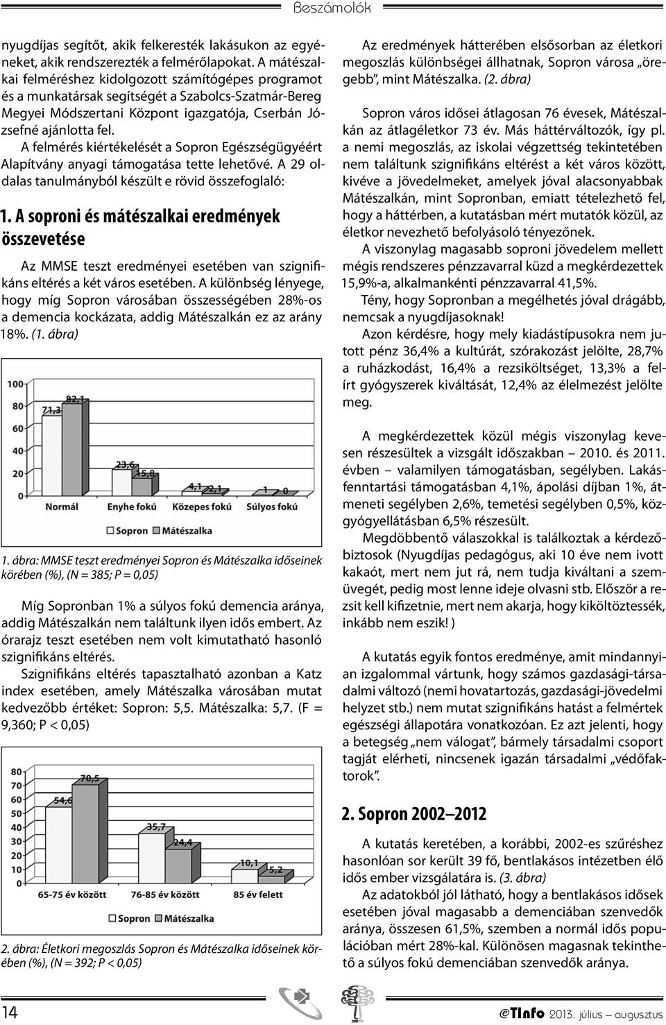 A felmérés kiértékelését a Sopron Egészségügyéért Alapítvány anyagi támogatása tette lehetővé. A 29 oldalas tanulmányból készült e rövid összefoglaló: 1.