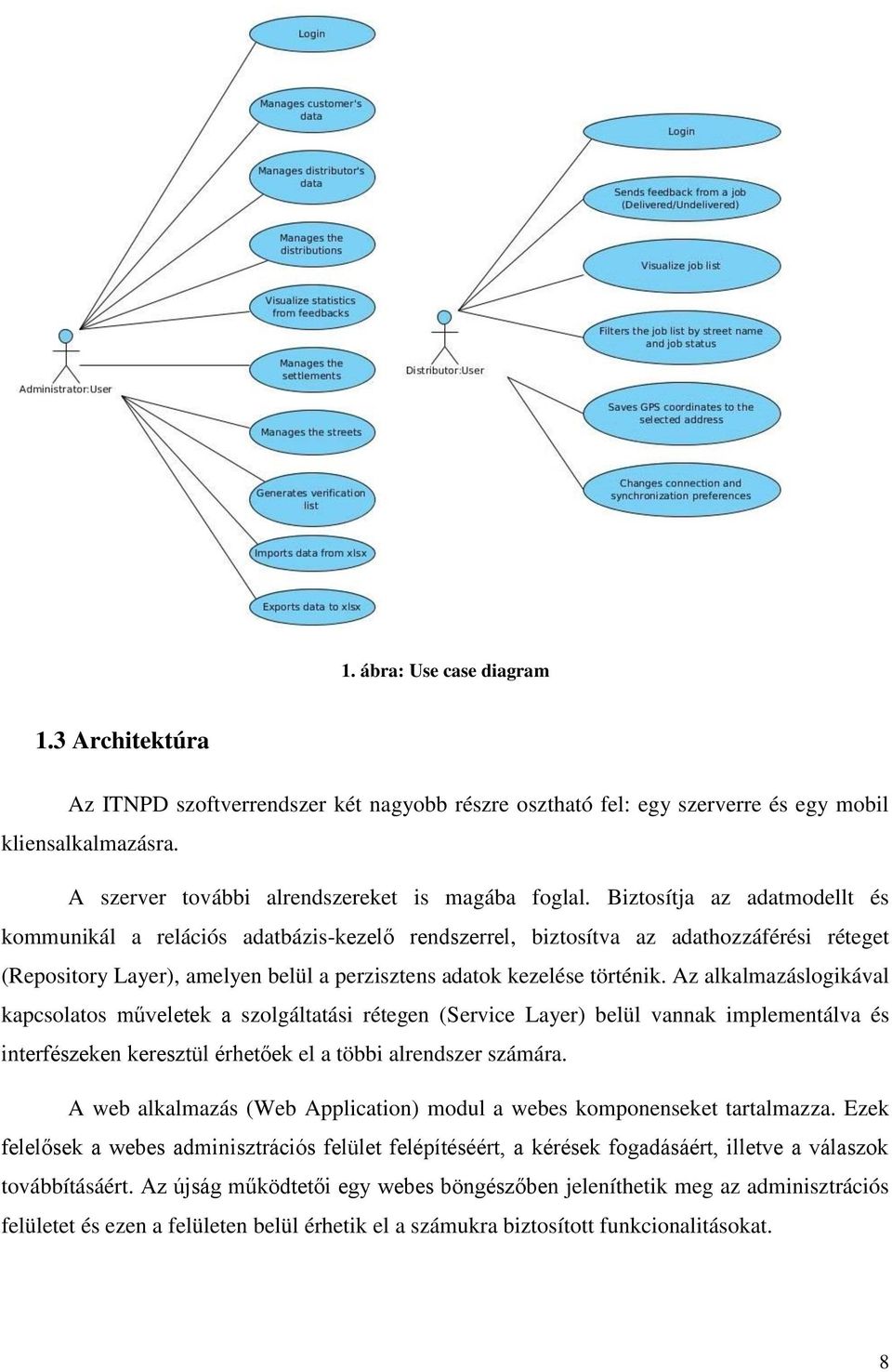 Az alkalmazáslogikával kapcsolatos műveletek a szolgáltatási rétegen (Service Layer) belül vannak implementálva és interfészeken keresztül érhetőek el a többi alrendszer számára.