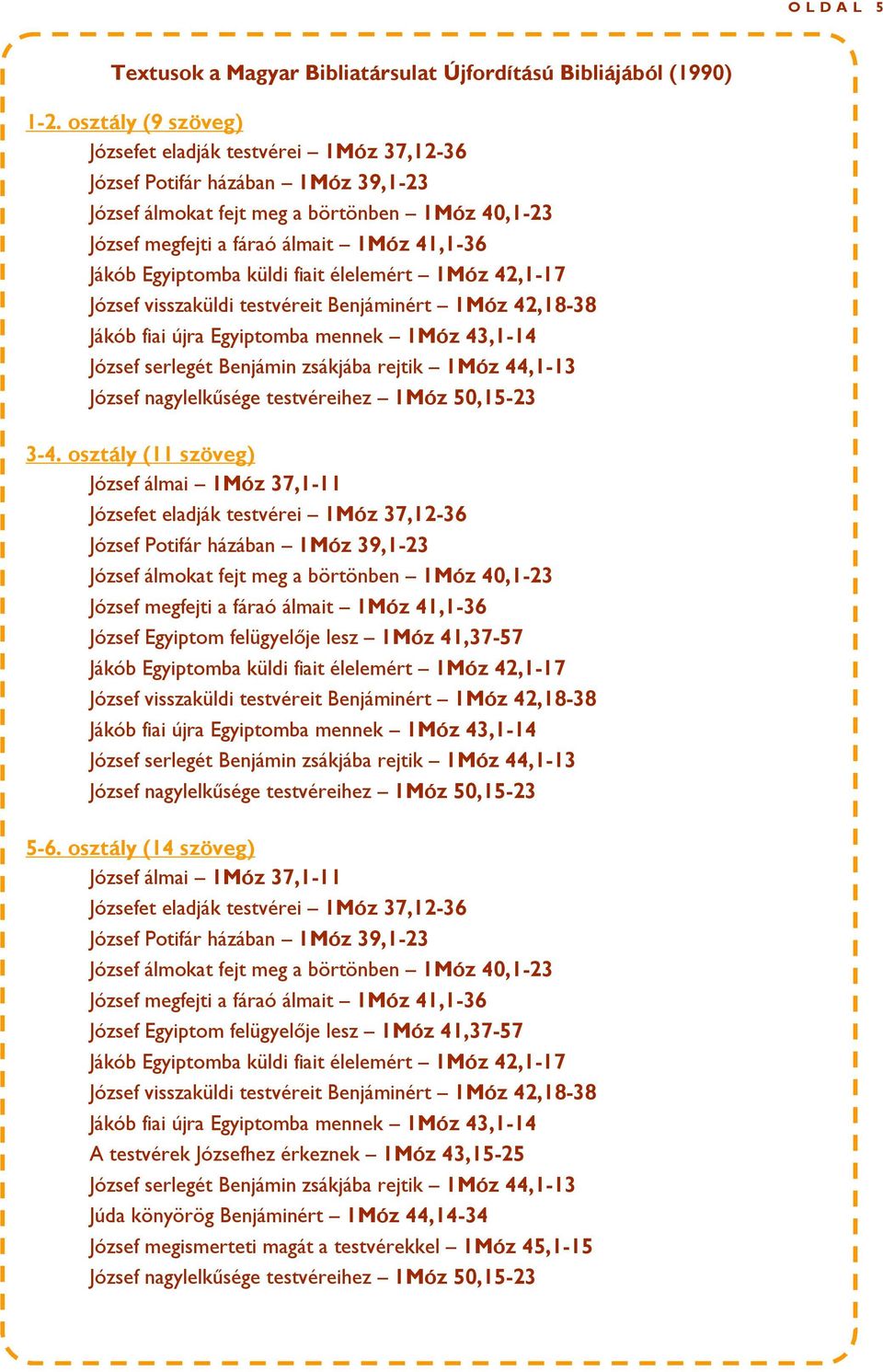 (14 szöveg) József álmai 1Móz 37,1-11 József Egyiptom felügyelője lesz 1Móz 41,37-57 A testvérek Józsefhez