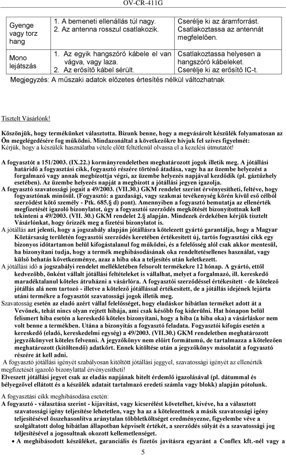 Megjegyzés: A műszaki adatok előzetes értesítés nélkül változhatnak Tisztelt Vásárlónk! Köszönjük, hogy termékünket választotta.