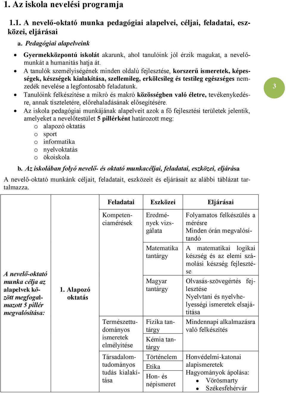 A tanulók személyiségének minden oldalú fejlesztése, korszerű ismeretek, képességek, készségek kialakítása, szellemileg, erkölcsileg és testileg egészséges nemzedék nevelése a legfontosabb feladatunk.