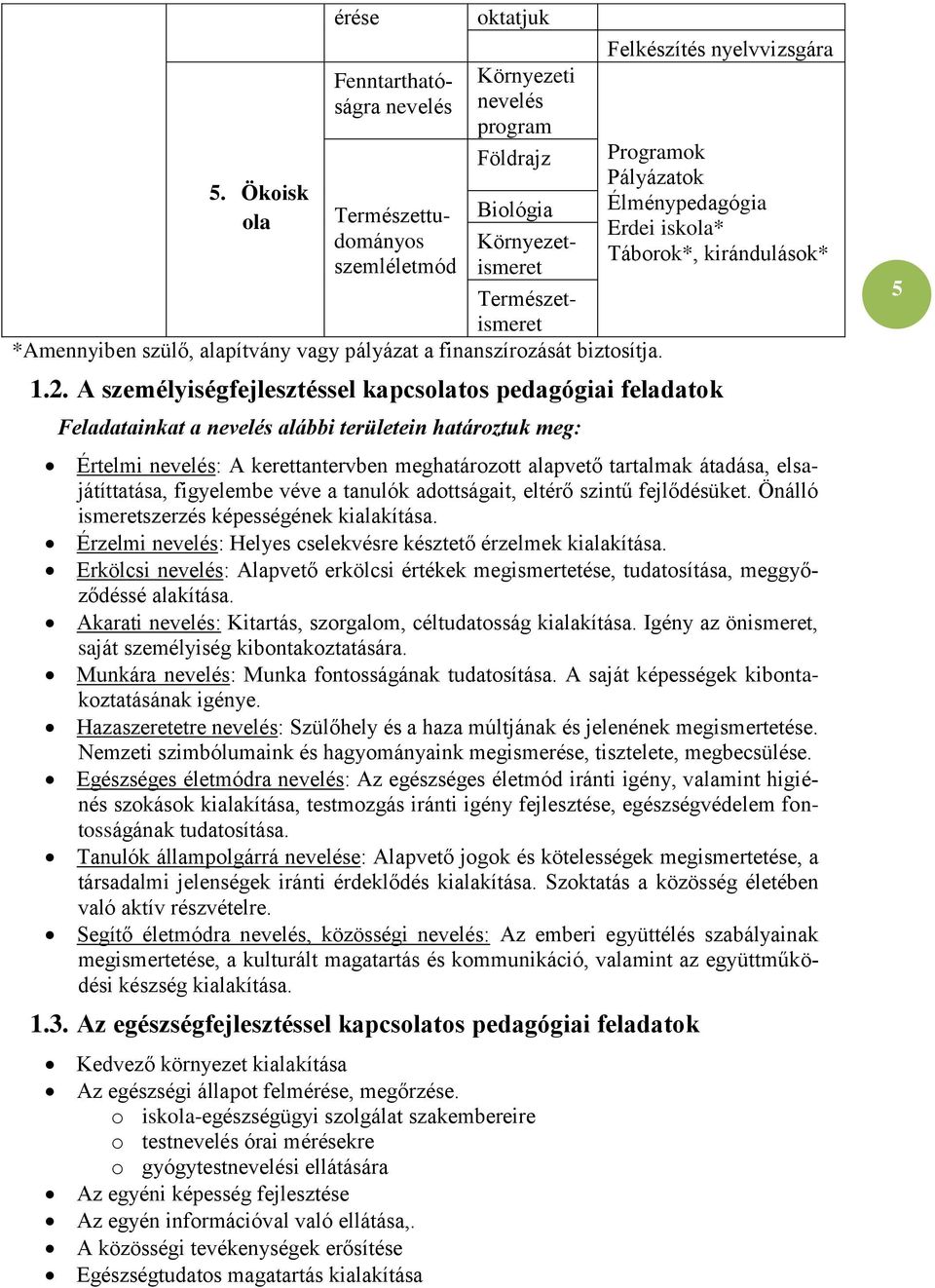 A személyiségfejlesztéssel kapcsolatos pedagógiai feladatok Feladatainkat a nevelés alábbi területein határoztuk meg: Értelmi nevelés: A kerettantervben meghatározott alapvető tartalmak átadása,