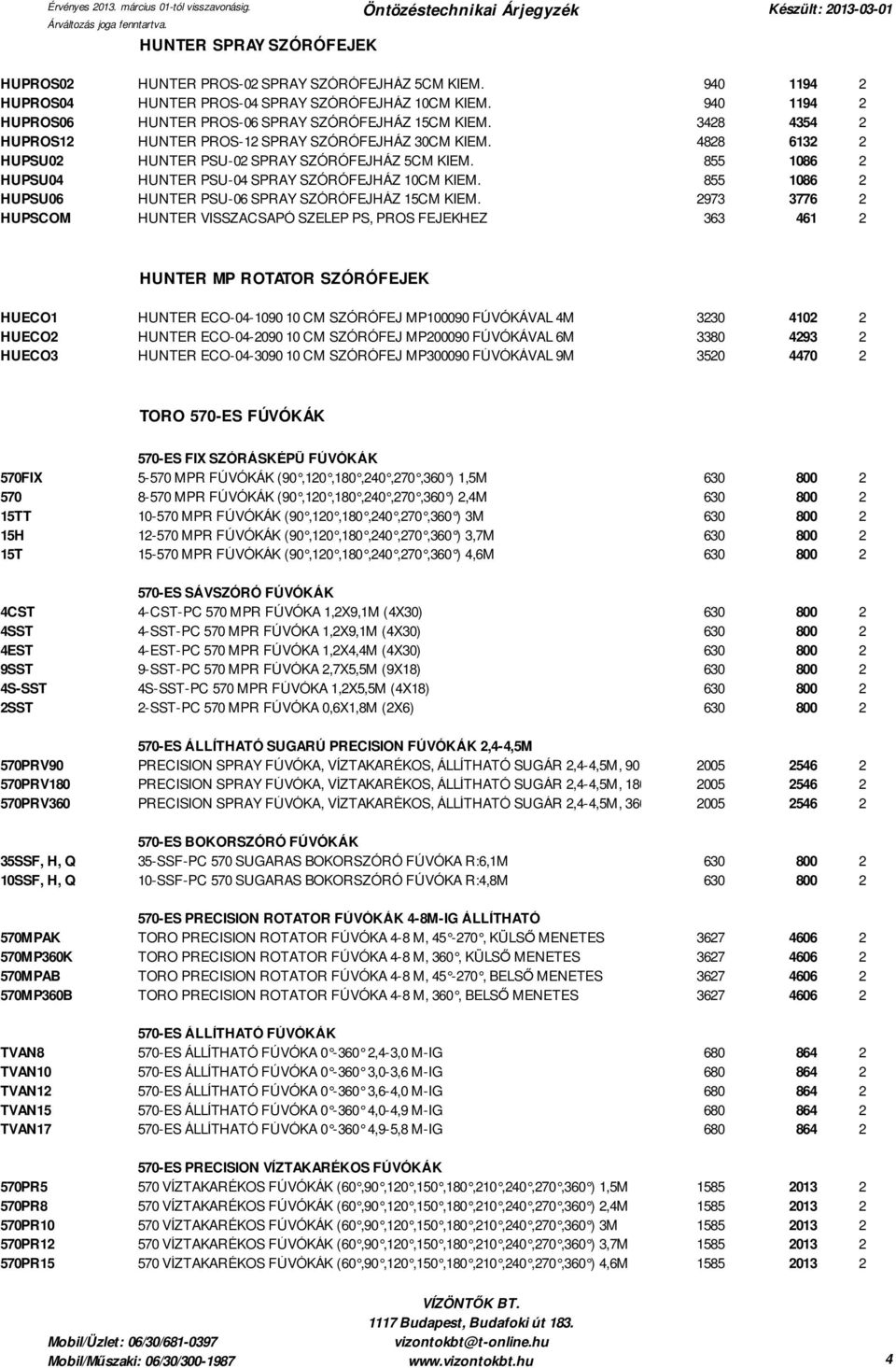 855 1086 2 HUPSU04 HUNTER PSU-04 SPRAY SZÓRÓFEJHÁZ 10CM KIEM. 855 1086 2 HUPSU06 HUNTER PSU-06 SPRAY SZÓRÓFEJHÁZ 15CM KIEM.