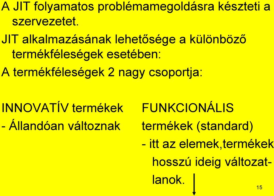 termékféleségek 2 nagy csoportja: INNOVATÍV termékek FUNKCIONÁLIS -