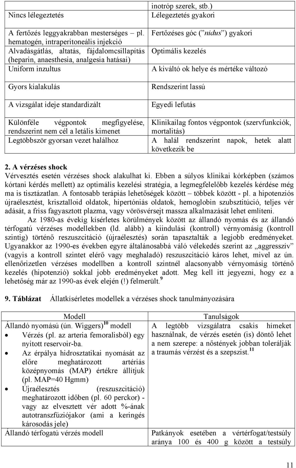 végpontok megfigyelése, rendszerint nem cél a letális kimenet Legtöbbször gyorsan vezet halálhoz inotróp szerek, stb.