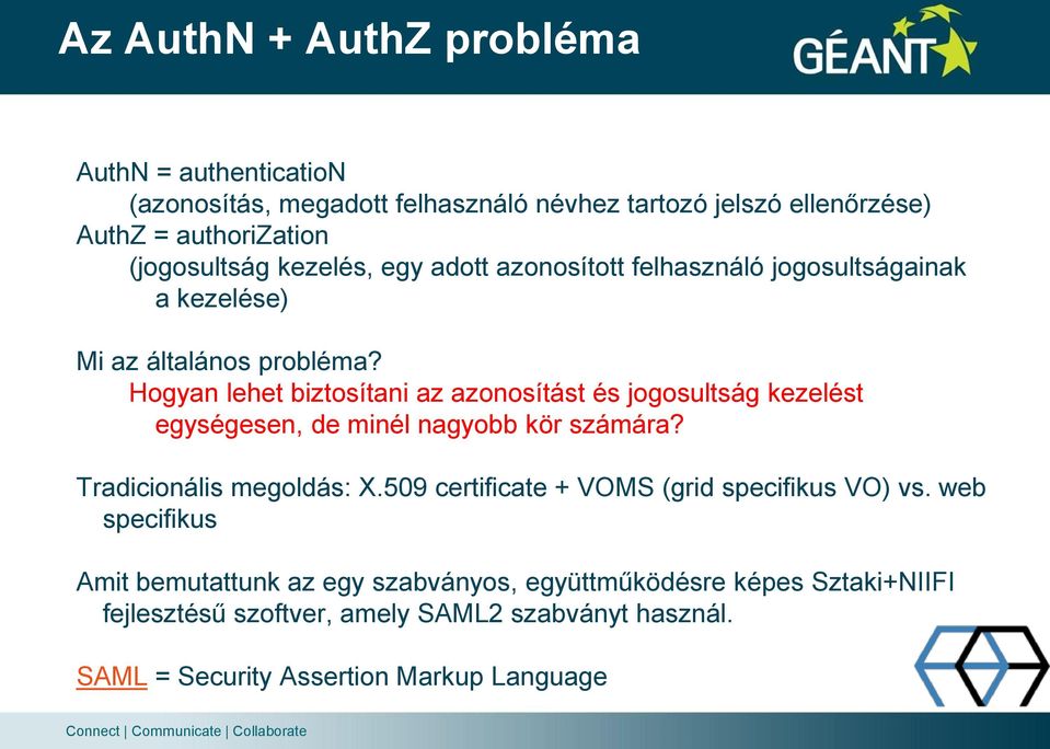 Hogyan lehet biztosítani az azonosítást és jogosultság kezelést egységesen, de minél nagyobb kör számára? Tradicionális megoldás: X.