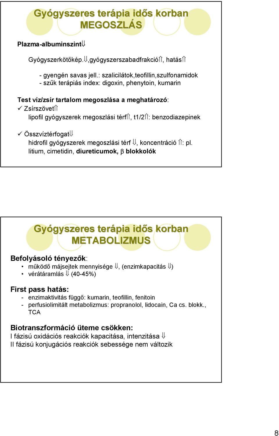 benzodiazepinek Összvíztérfogat hidrofil gyógyszerek megoszlási térf, koncentráció : pl.