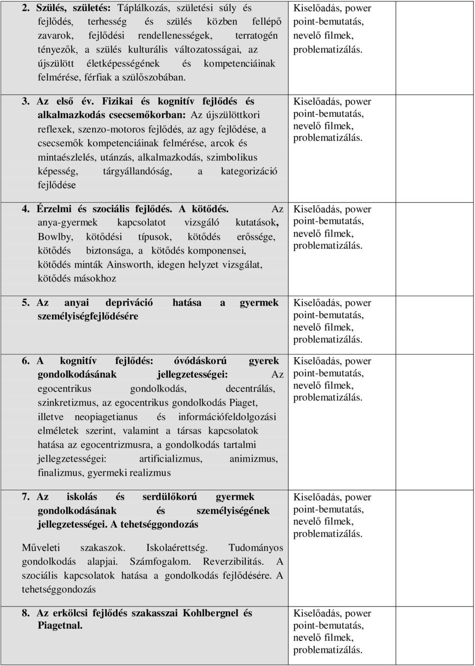 Fizikai és kognitív fejlődés és alkalmazkodás csecsemőkorban: Az újszülöttkori reflexek, szenzo-motoros fejlődés, az agy fejlődése, a csecsemők kompetenciáinak felmérése, arcok és mintaészlelés,