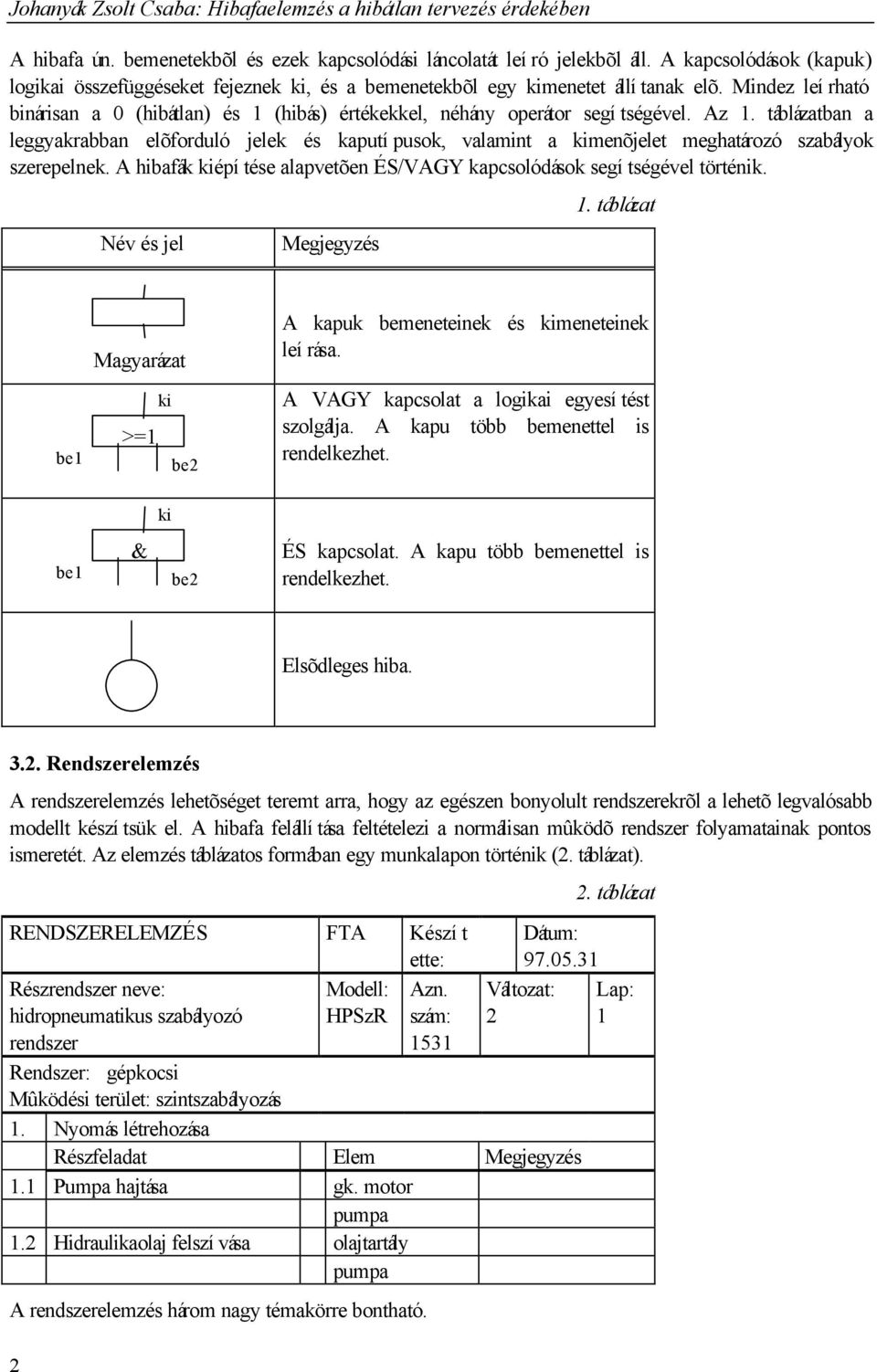 Mindez leírható binárisan a 0 (hibátlan) és (hibás) értékekkel, néhány operátor segítségével. Az.