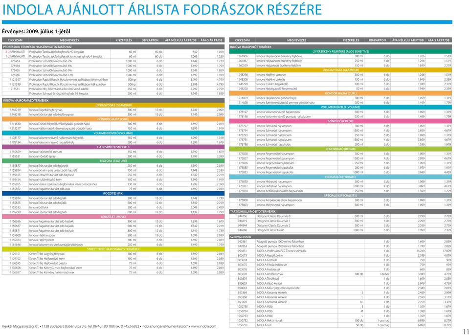 Profession Tartós ápoló hajfesték, 97 árnyalat 60 ml 60 db 849 1.019 1 ÚJ ÁRNYALAT! Profession Tartós ápoló hajfesték kontraszt színek, 4 árnyalat 60 ml 60 db 1.049 1.