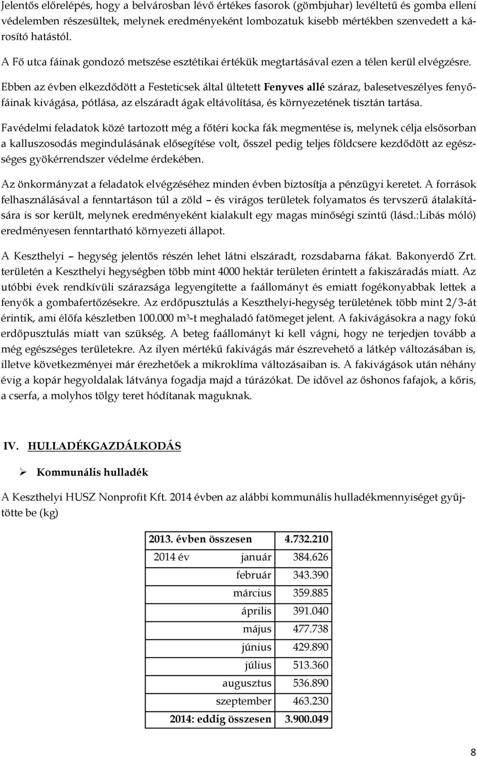 Ebben az évben elkezdődött a Festeticsek által ültetett Fenyves allé száraz, balesetveszélyes fenyőfáinak kivágása, pótlása, az elszáradt ágak eltávolítása, és környezetének tisztán tartása.