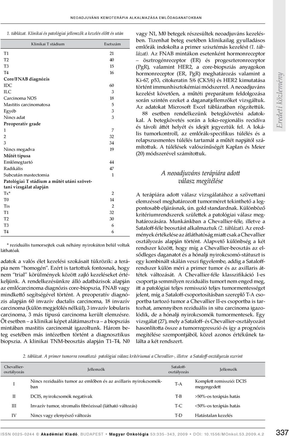 adat 3 Preoperatív grade 1 7 2 32 3 34 Nincs megadva 19 Műtét típusa Emlőmegtartó 44 Radikális 47 Subcután mastectomia 1 Patológiai T stádium a műtét utáni szövettani vizsgálat alapján Tx* 2 T0 14