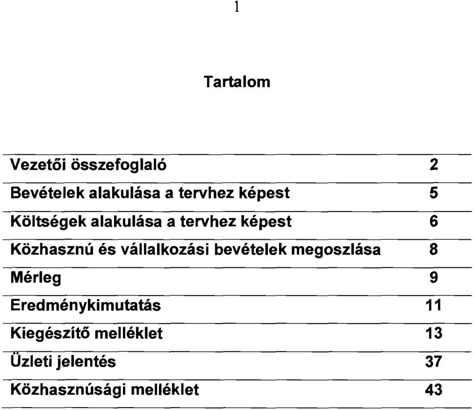 vállalkozási bevételek megoszlása Mérleg Eredménykimutatás