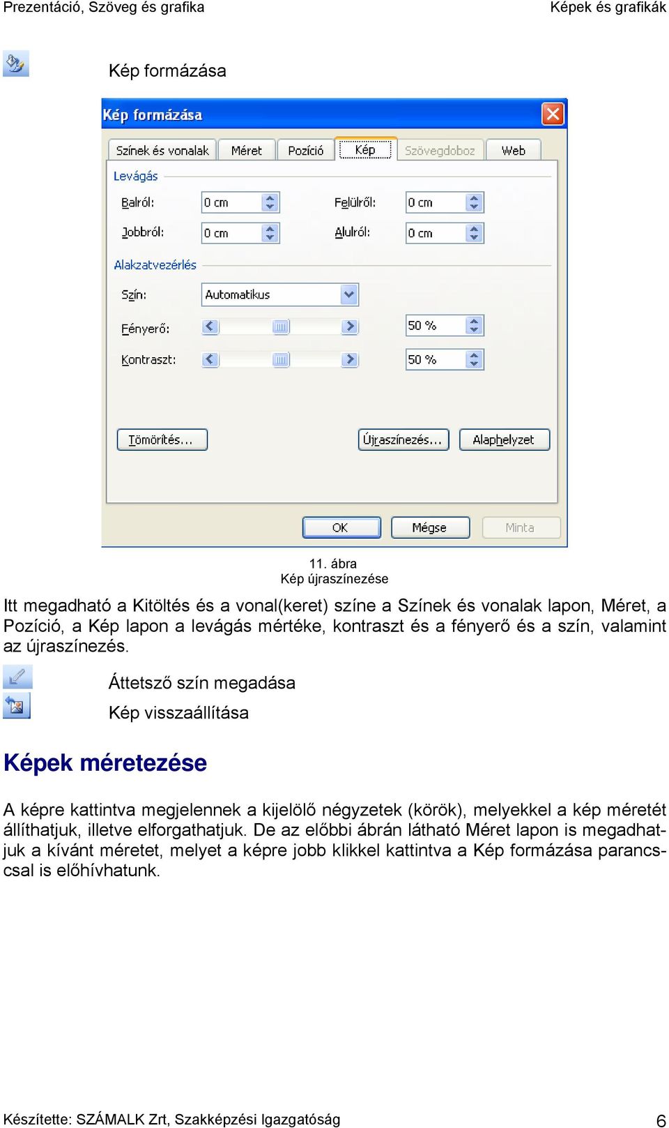 kontraszt és a fényerő és a szín, valamint az újraszínezés.