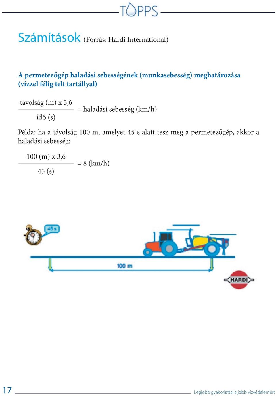 idő (s) = haladási sebesség (km/h) Példa: ha a távolság 100 m, amelyet 45 s alatt