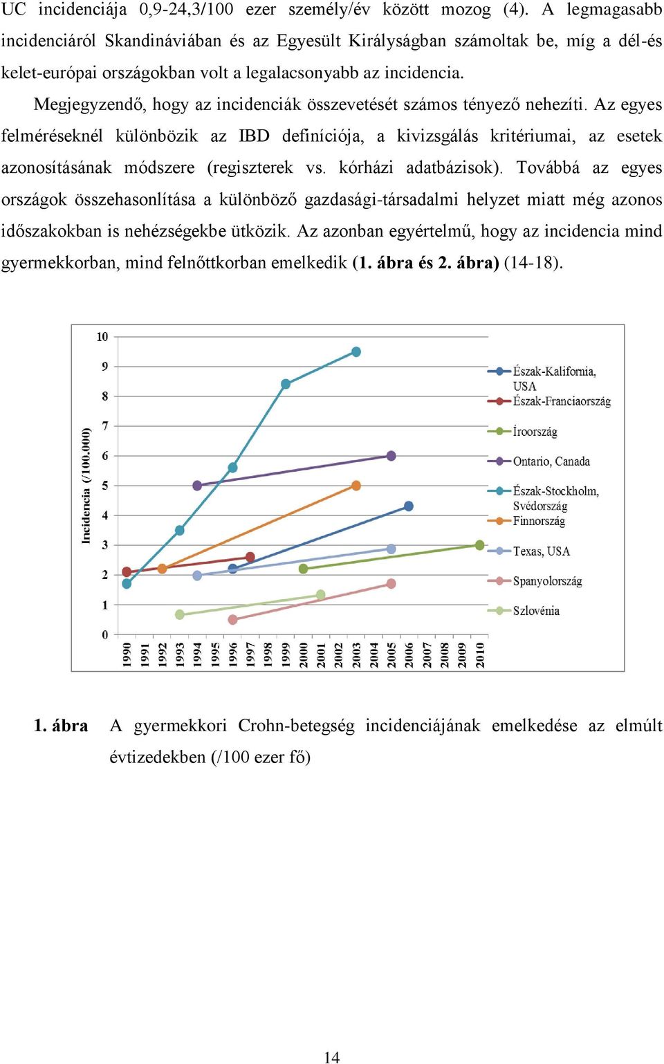 Megjegyzendő, hogy az incidenciák összevetését számos tényező nehezíti.