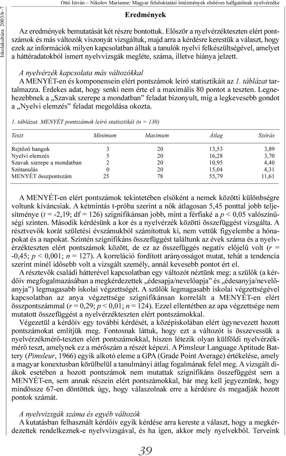 felkészültségével, amelyet a háttéradatokból ismert nyelvvizsgák megléte, száma, illetve hiánya jelzett.