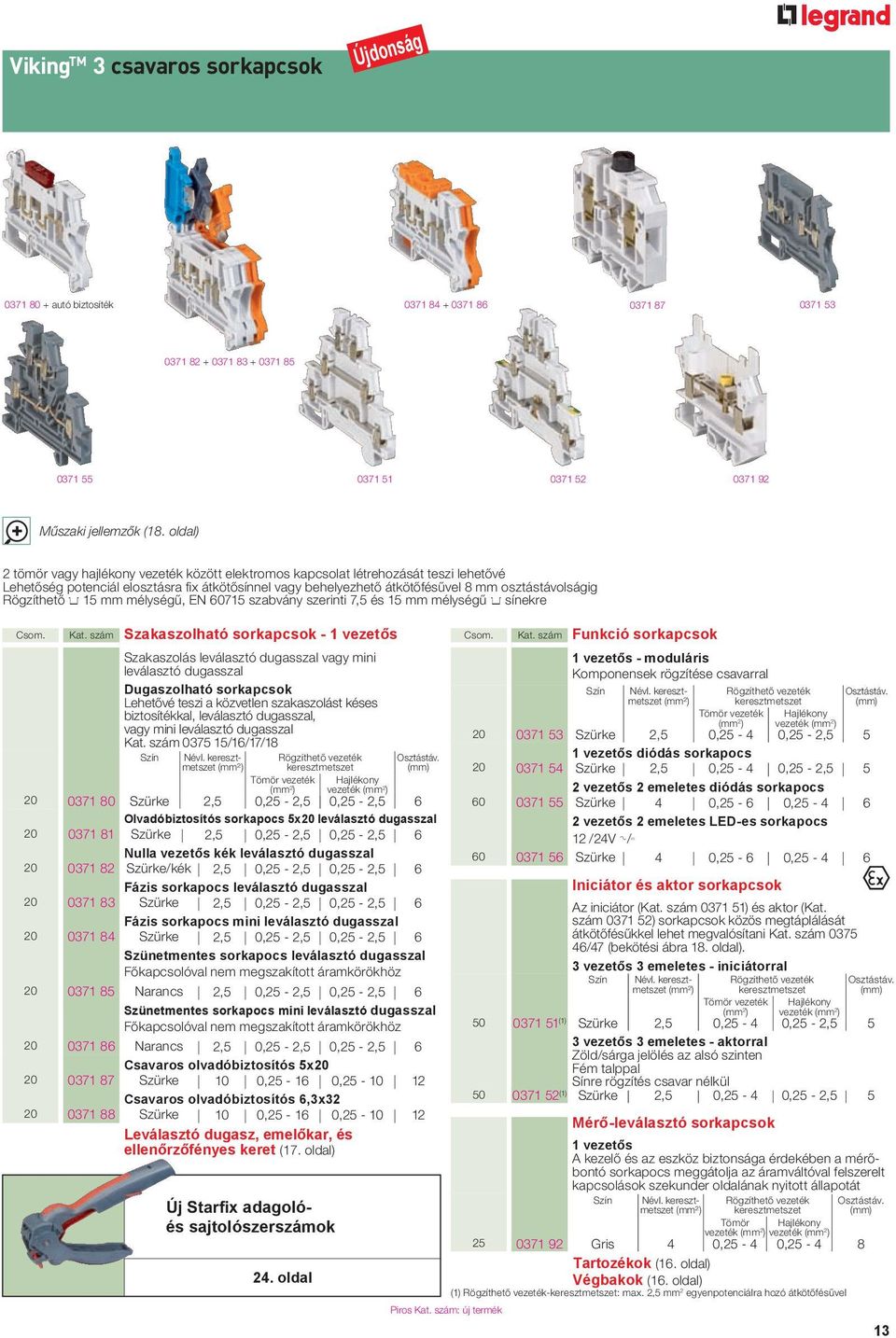 Rögzíthető 4 15 mm mélységű, EN 60715 szabvány szerinti 7,5 és 15 mm mélységű 4 sínekre Csom.