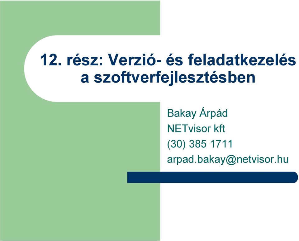 szoftverfejlesztésben Bakay