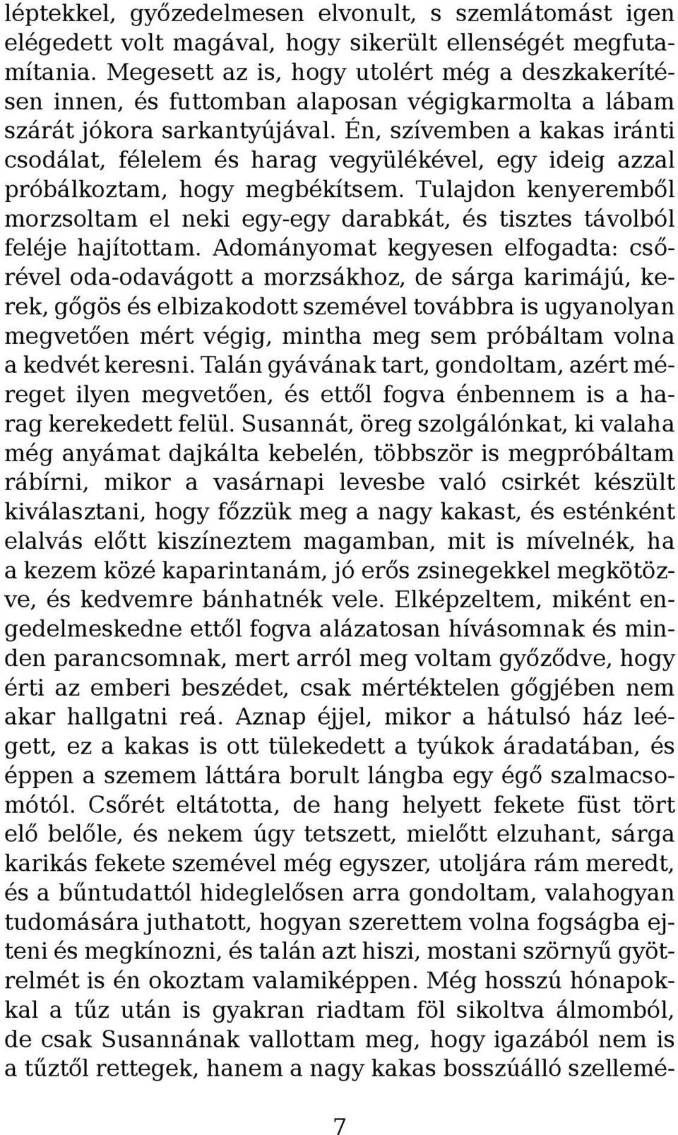 Én, szívemben a kakas iránti csodálat, félelem és harag vegyülékével, egy ideig azzal próbálkoztam, hogy megbékítsem.