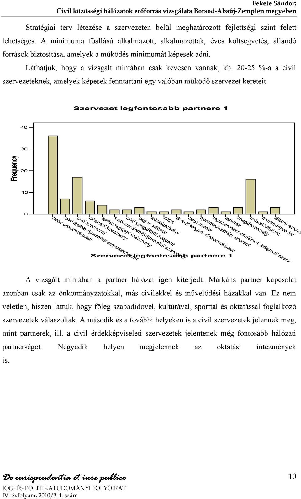 2-25 %-a a civil szervezeteknek, amelyek képesek fenntartani egy valóban működő szervezet kereteit. Szervezet legfontosabb partnere 1 4 3 2 1 állami rendvé tudományos int. művelődési int.