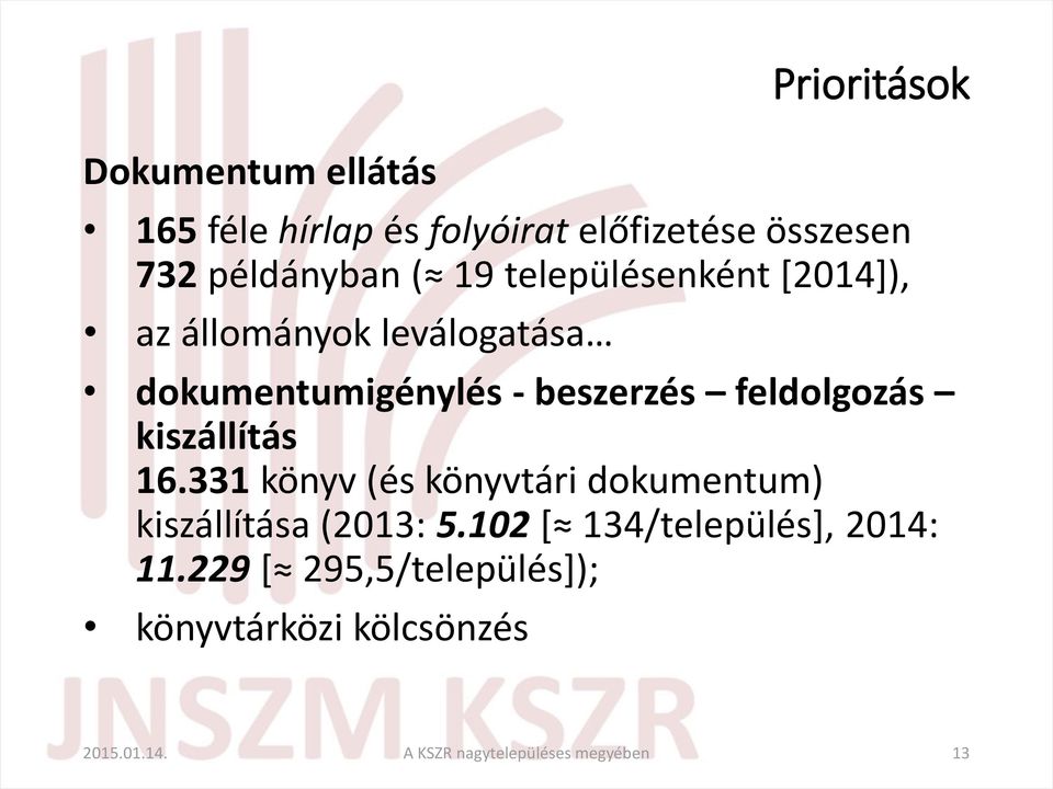 kiszállítás 16.331 könyv (és könyvtári dokumentum) kiszállítása (2013: 5.