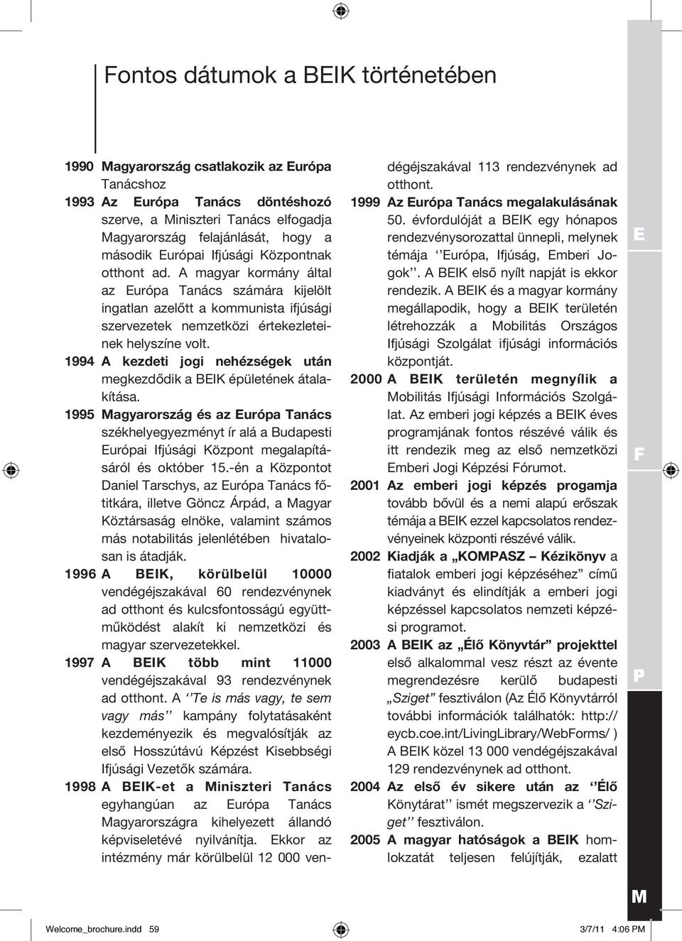 1994 A kezdeti jogi nehézségek után megkezdődik a BEIK épületének átalakítása.