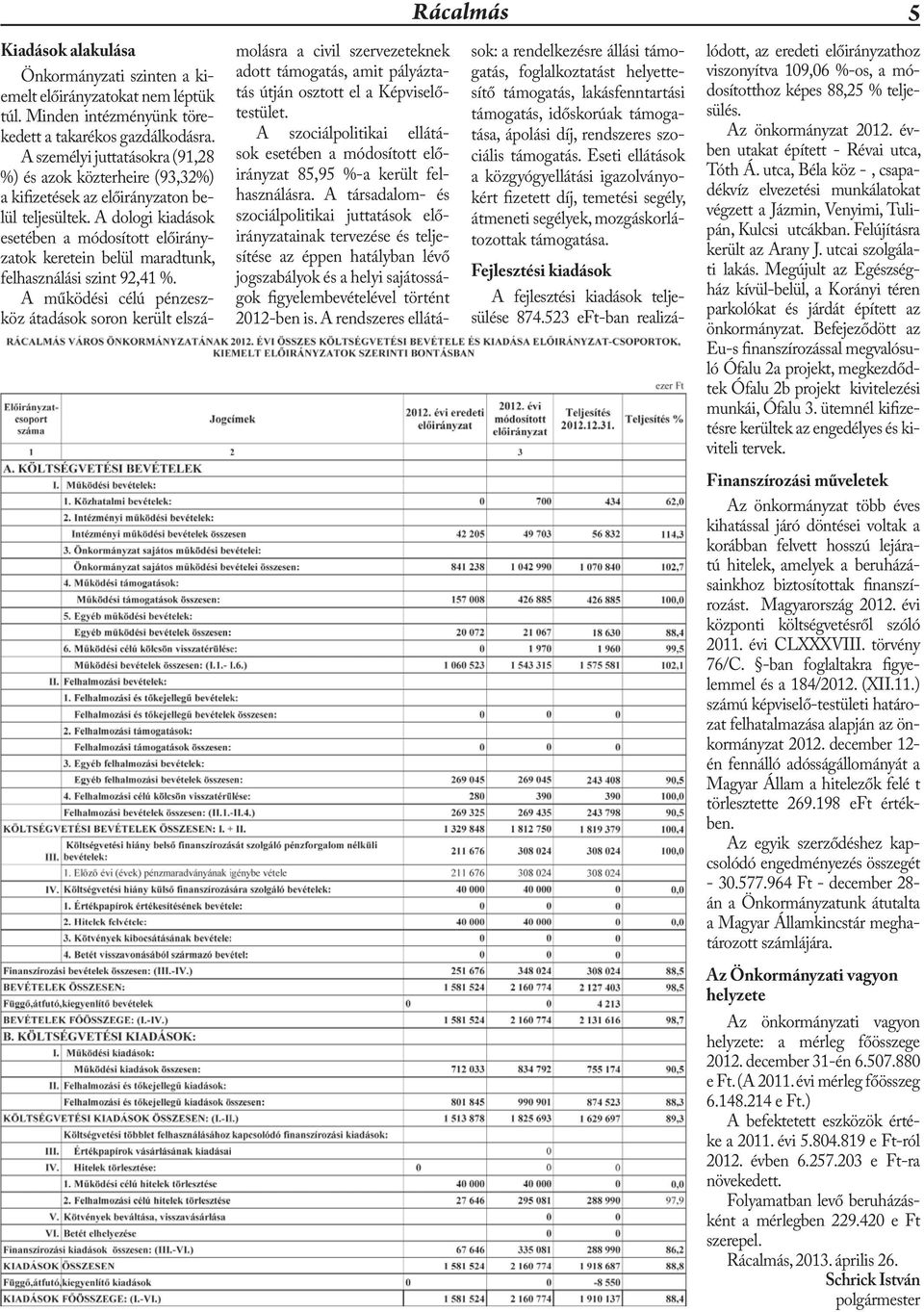 A dologi kiadások esetében a módosított előirányzatok keretein belül maradtunk, felhasználási szint 92,41 %.