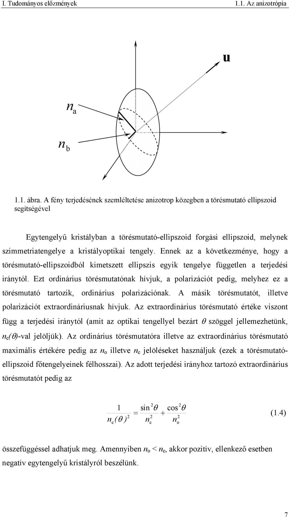 kristályoptikai tengely. Ennek az a következménye, hogy a törésmutató-ellipszoidból kimetszett ellipszis egyik tengelye független a terjedési iránytól.